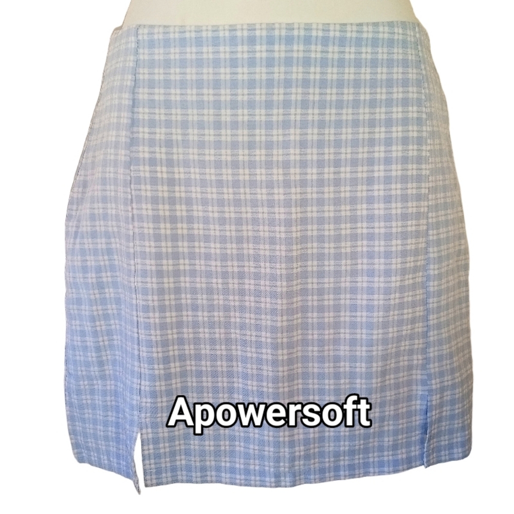 Blue Plaid Mini Skirt (0235)
